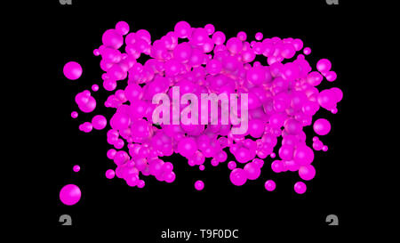 abstract neon background. Pink spheres on a black. Three-dimensional illustration. 3d render Stock Photo