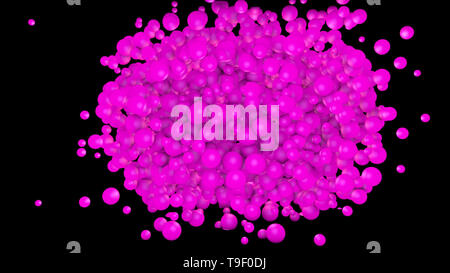 abstract neon background. Pink spheres on a black. Three-dimensional illustration. 3d render Stock Photo