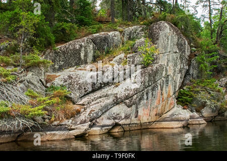 Pictographs on rock cliffs of Blindfold Lake Kenora DIstrict Ontario ...