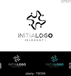 monogram initial r, rr, r logo template black color vector illustration - vector Stock Vector