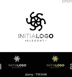 monogram initial s, s logo template black color vector illustration - vector Stock Vector