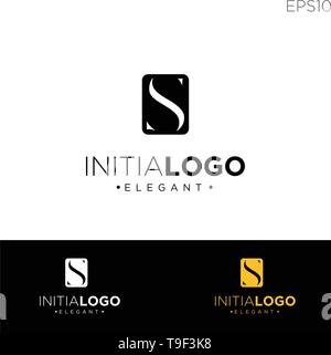 monogram initial s, s logo template black color vector illustration - vector Stock Vector