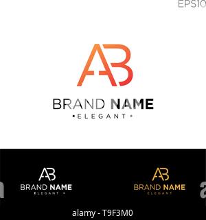 monogram initial ab, ab, ab logo template black color vector illustration - vector Stock Vector