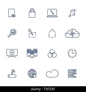 Set of 16 vector icons for software, application or websites - social media and technology Stock Vector