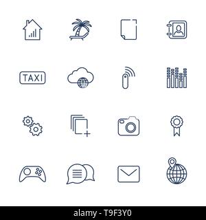 Simple UI icons for app, sites, programs. Different UI icons. Simple pictograms on white background Stock Vector
