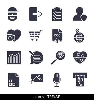 Different vector icons. Simple icons for apps, programs and site Stock Vector