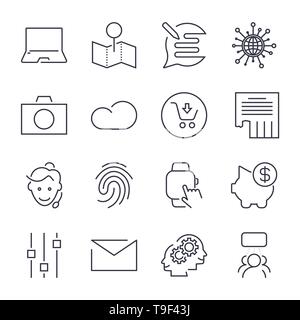 Different universal icons. Thin line and perfect vector for sites, apps, programs Stock Vector