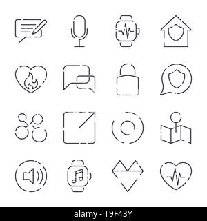 Simple icons set. Different icons for app, programs, sites and other. Editable Stroke Stock Vector