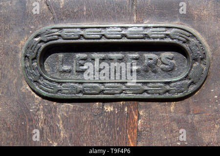 A letterbox on an old front door in Ludlow, Shropshire, uk Stock Photo