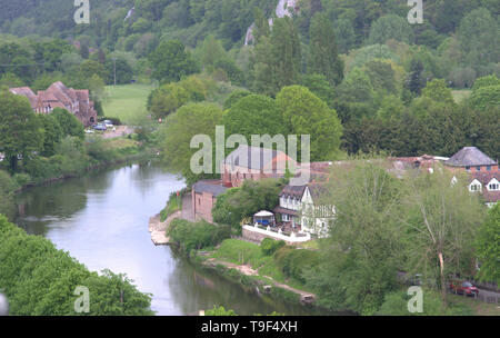 View of the River Severn and low town in Bridgnorth, Shropshire, United Kingdom Stock Photo