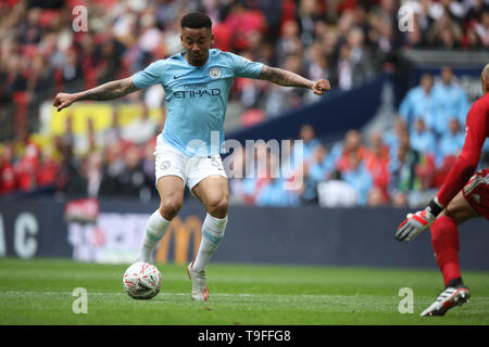 London, UK. 18th May, 2019. Gabriel Jesus (MC) at The Emirates FA Cup Final, Manchester City v Watford, at Wembley Stadium, London, UK on May 18, 2019. **Editorial use only, license required for commercial use. No use in betting, games or a single club/league/player publications** Credit: Paul Marriott/Alamy Live News Stock Photo