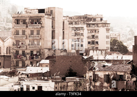 Exterior view of a typical apartment buildings in Algiers, Algeria Stock Photo