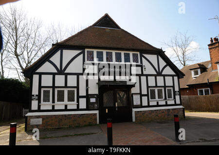 The Aldenham War Memorial Hall, Letchmore Heath, Hertfordshire.  It is inscribed with the dates 1914 and 1918. Stock Photo