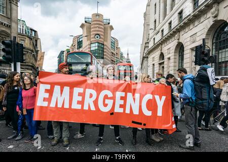 London, UK. 25th Apr, 2019. Extinction Rebellion demonstrators block various streets in the City of London UK. Stock Photo
