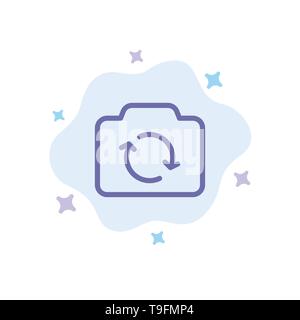 Camera, Refresh, Basic, Ui Blue Icon on Abstract Cloud Background Stock Vector