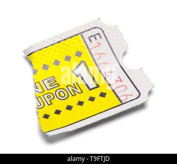 Torn Game TIcket Isolated on White Background. Stock Photo