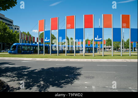 Montpellier, Tramway, Linie 1, Port Marianne Stock Photo