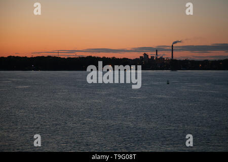 Trois-Rivières harbour at sunset, by the Saint-Laurent river in Québec ...