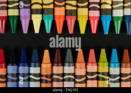 Wax crayons white background Black and White Stock Photos & Images - Alamy