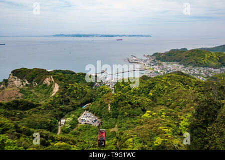 View of Tokyo Bay and Kanaya from the lookout deck on top of the Nokogiriyama Ropeway Stock Photo