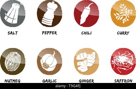 spices button icon vector season cook salt pepper Stock Vector