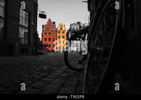 The famous colorful houses in Stockholm at Stortorget square in Gamla Stan, the historical center. Stock Photo
