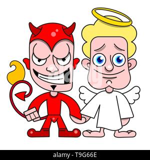 Angel And Demon Good And Evil Vector Illustration For T-shirt Stock Vector