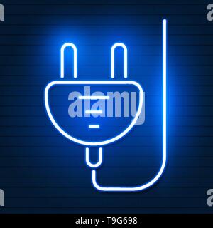 Connect the blue glowing neon icon . Luminous sign logo vector Stock Vector
