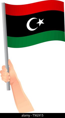 libya flag in hand. Patriotic background. National flag of libya vector illustration Stock Vector