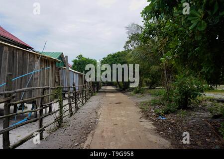 Path behind beach bungalows, Koh Rong Island, Cambodia. Stock Photo