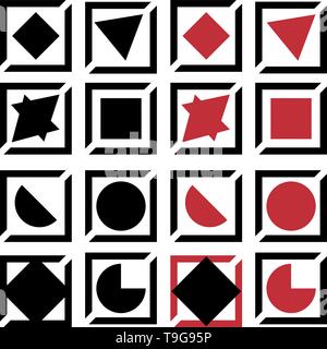set of abstract logos of geometric shapes in torn frames Stock Vector
