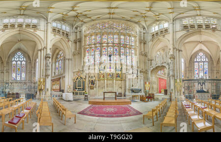 Lady chapel and Great East window in the medieval christian minster (cathedral) at York, England. Stock Photo