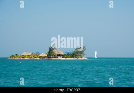 Small tropical island settlement, Belize Stock Photo