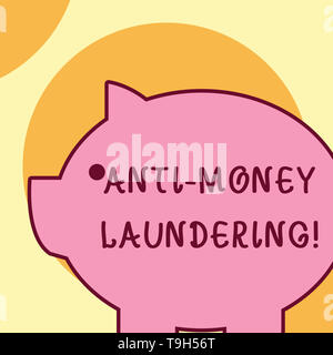 Text sign showing Anti Money Laundering. Business photo text regulations stop generating income through illegal actions Stock Photo
