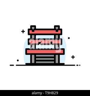 Chair, Room, Station, Waiting  Business Flat Line Filled Icon Vector Banner Template Stock Vector