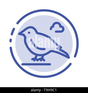 Bird, British, Small, Sparrow Blue Dotted Line Line Icon Stock Vector