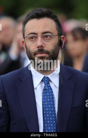 Cassino, Italy - 18 May 2019: The President of the Council of the Lazio Region Mauro Buschini takes part in the ceremony for the celebrations on the occasion of the 75th anniversary of the Battle of Montecassino in the Polish military cemetery Stock Photo