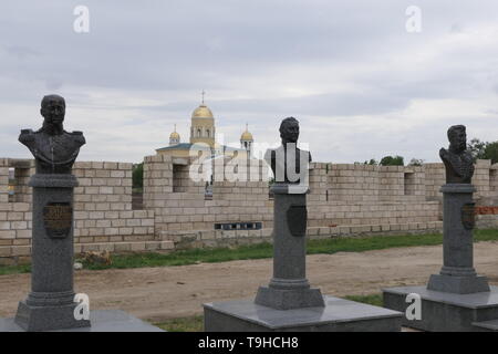 Statues in front of the Bender fortress in Bender, Transnistria Stock Photo