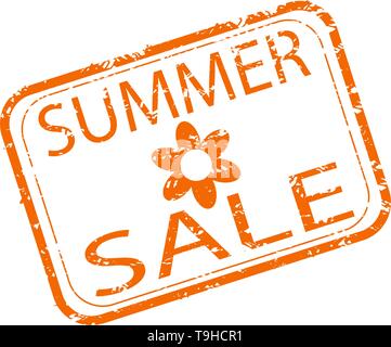 Summer sale rubber stamp design. Shopping seasonal discount. Vector stamp seasonal sale, promotion offer for shop and retail illustration Stock Vector