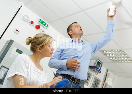 fire alarm before a fire sounds the alarm Stock Photo