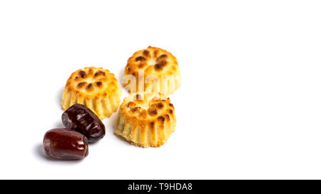 Cookies with dates isolated on white background Stock Photo