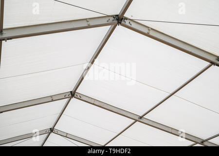 Steel frame tents Background. Inside Big Canvas Tent Stock Photo