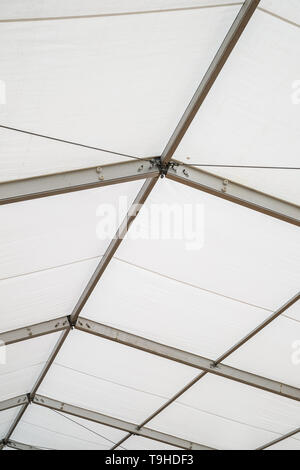 Steel frame tents Background. Inside Big Canvas Tent Stock Photo