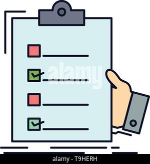 checklist, check, expertise, list, clipboard Flat Color Icon Vector Stock Vector
