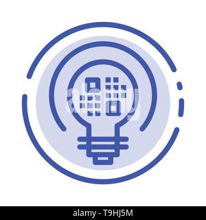 Data, Insight, Light, Bulb Blue Dotted Line Line Icon Stock Vector