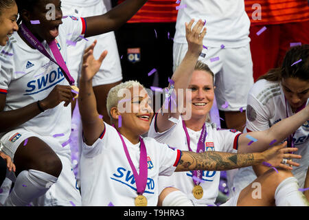 The players of Lyon celebrate the victory Stock Photo