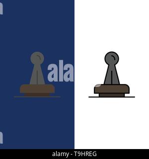Stamp, Approval, Authority, Legal, Mark, Rubber, Seal  Icons. Flat and Line Filled Icon Set Vector Blue Background Stock Vector
