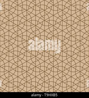 Seamless geometric pattern inspired by Japanese Kumiko ornament.Double lines are brown.For design template,textile,fabric,wrapping paper,laser engravi Stock Vector