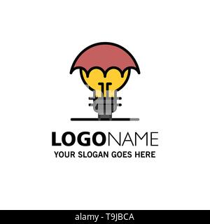 Protected Ideas, Copyright, Defense, Idea, Patent Business Logo Template. Flat Color Stock Vector
