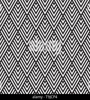 Seamless geometric pattern in style art deco.Black and white.Thick lines. Stock Vector